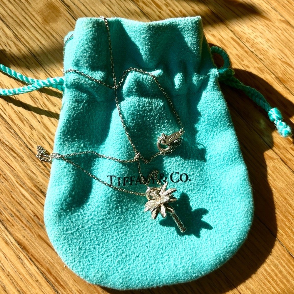 Tiffany & Co Sterling Silver Palm Tree Pendant Necklace
